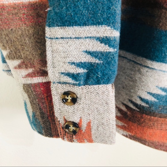 Aztec Tribal Jacket Oversized Heavy Flannel Shacket - Picture 7 of 12